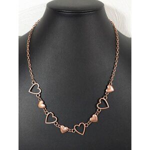 Copper Tone Open Heart Chain Necklace Boho Western 20"